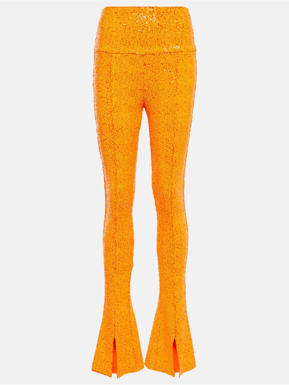 Norma Kamali Orange Sequin High Waisted Flare Leggings